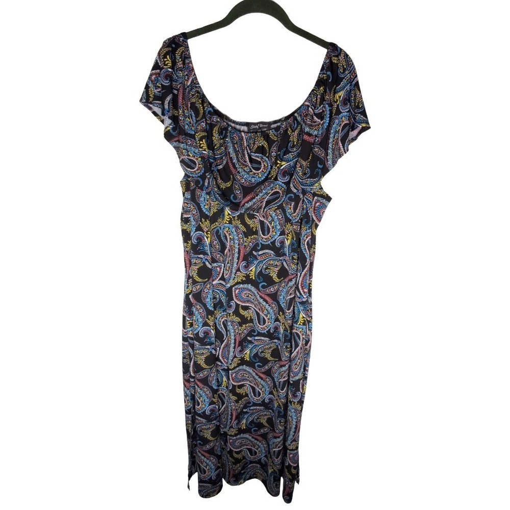 Slinky Brand Ruffle Maxi Dress Paisley Size 3x Boho Summer Vacation Spring Break